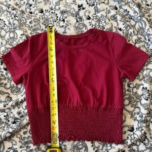 Women's Burgundy Smocked Crop Top